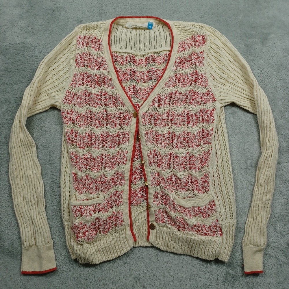 Sparrow Sweater Womens Medium Beige‎ Knit Cardigan Button Up Lightweight